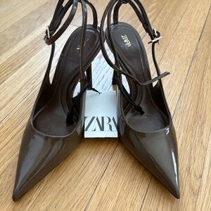 Patent slingback Zara heels new 6